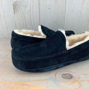 UGG Black Suede Loafers with Cream Lining